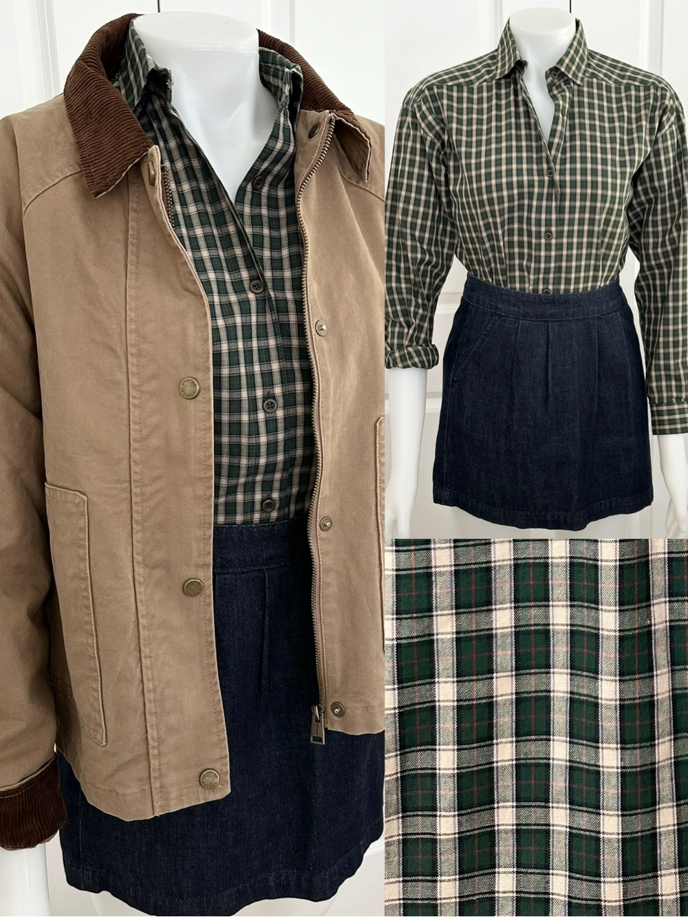 Vintage 90s Green Tartan Fall Plaid Ship’ N Shore Button Down Oxford Shirt